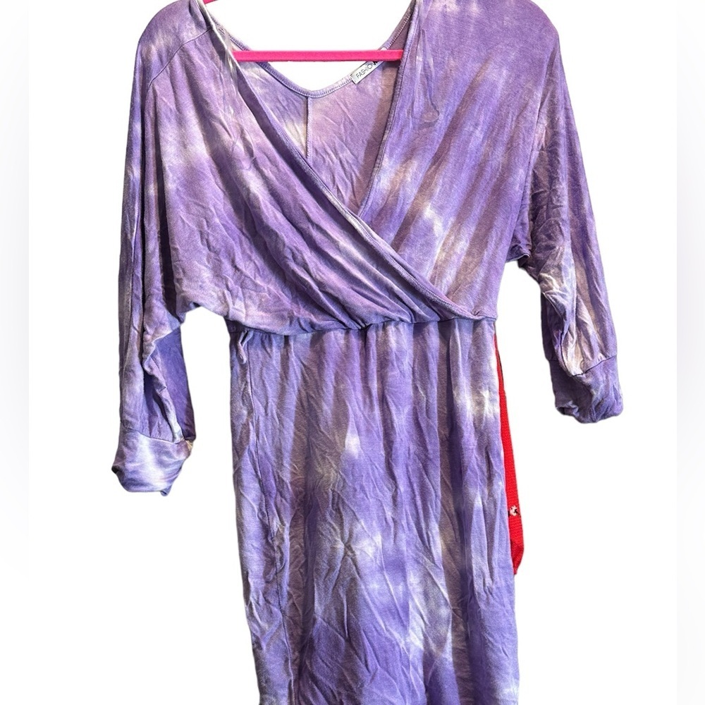 Fashion Nova Purple Tie Dye Dress Size: L